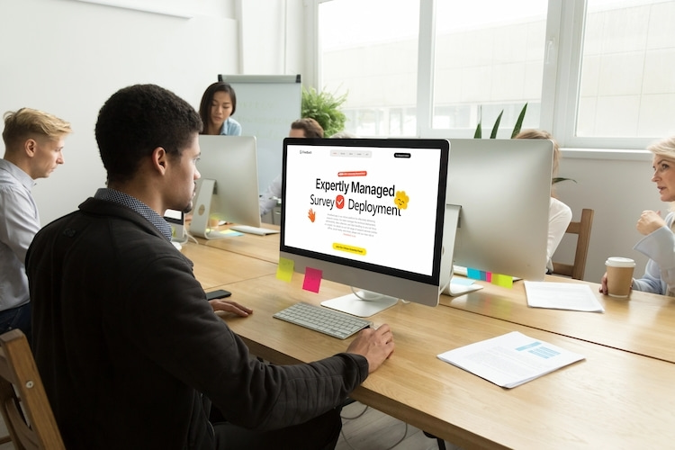 A researcher looking at a survey website to conduct research.