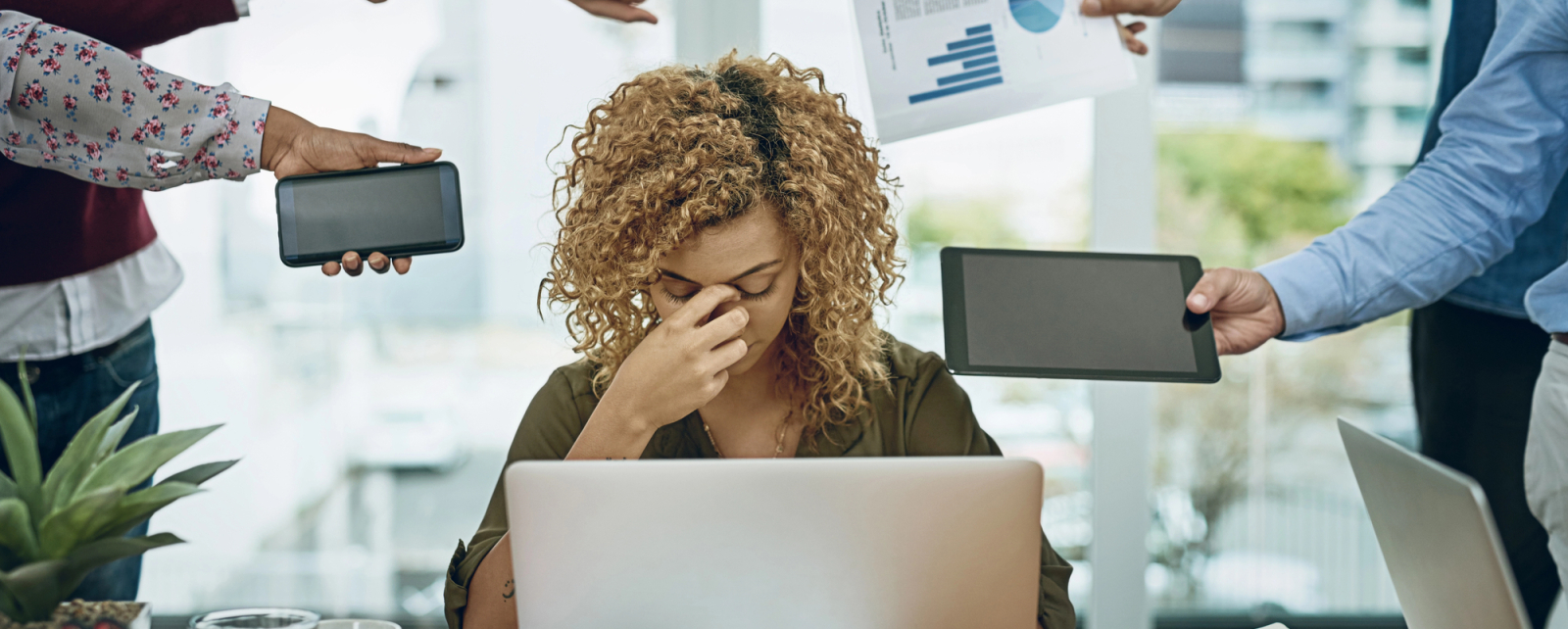 Stressed employee at work