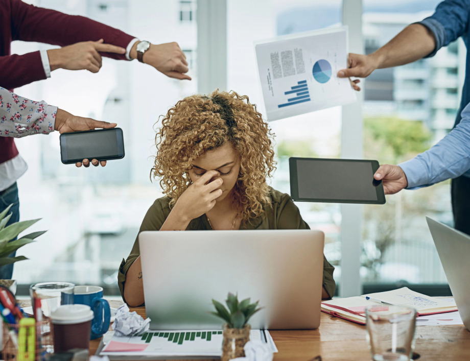 Stressed employee at work
